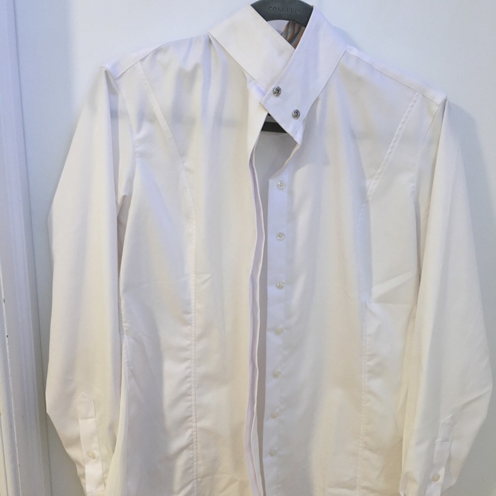 White Horseback riding show shirt!